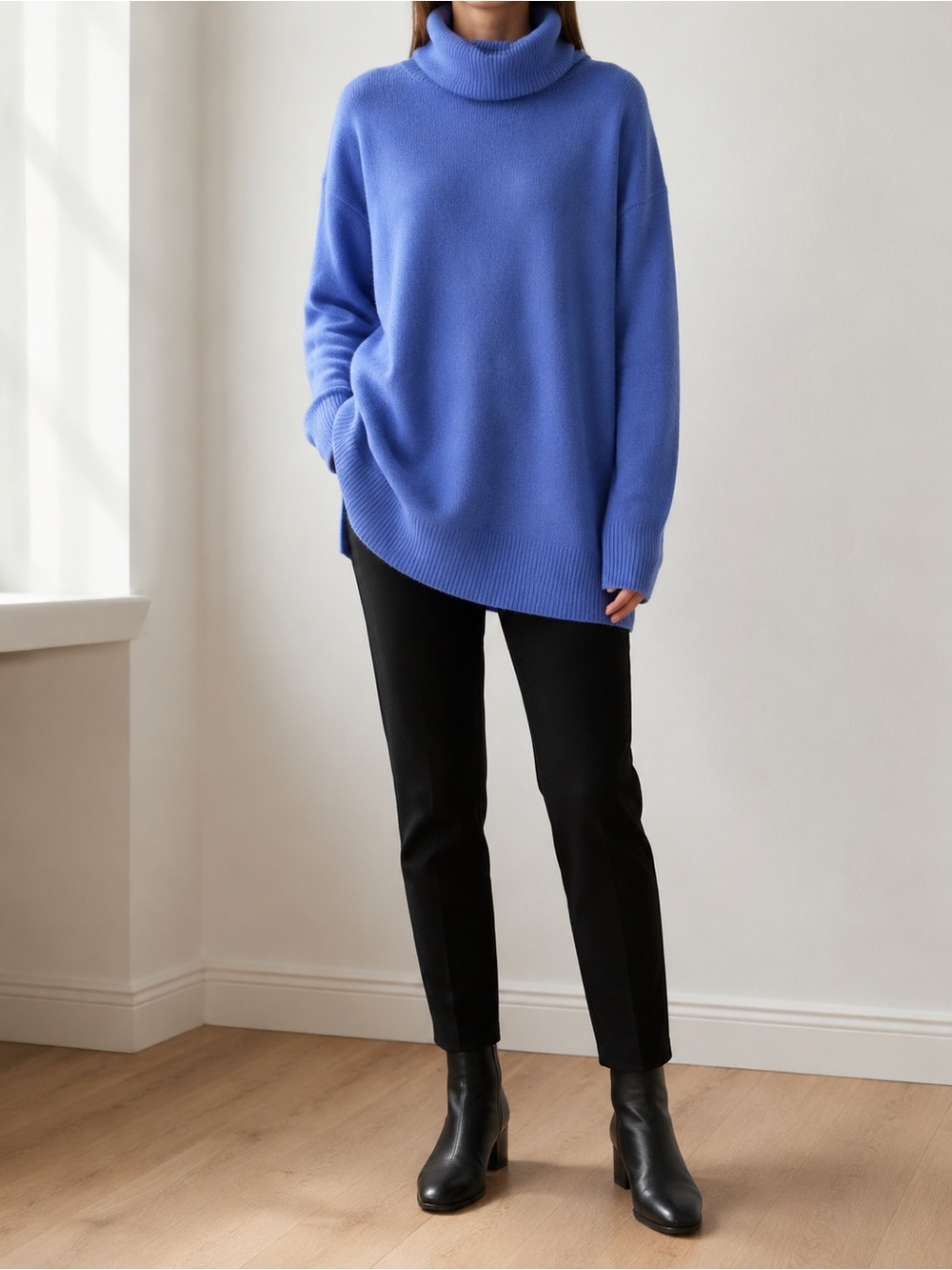Zara Oversize Cowl Neck Tunic Sweater Periwinkle Blue Size Small